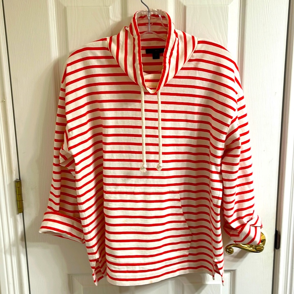 J Crew funnel neck striped cotton sweatshirt. Great for Spring. Pristine